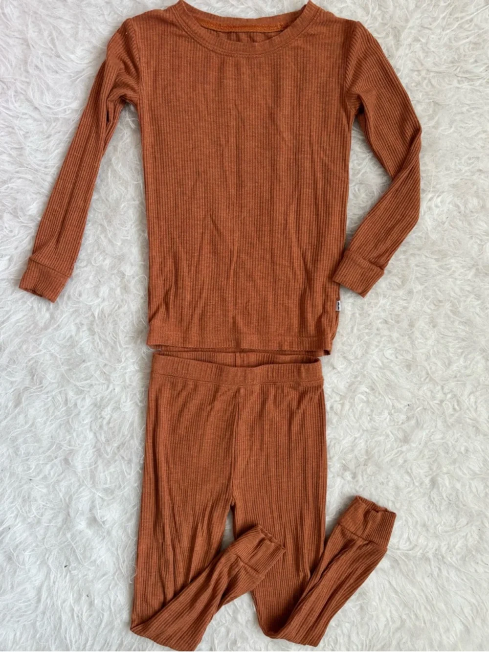 Little Sleepies Gender Neutral Autumn Rust Ribbed Two Piece Pajama Set